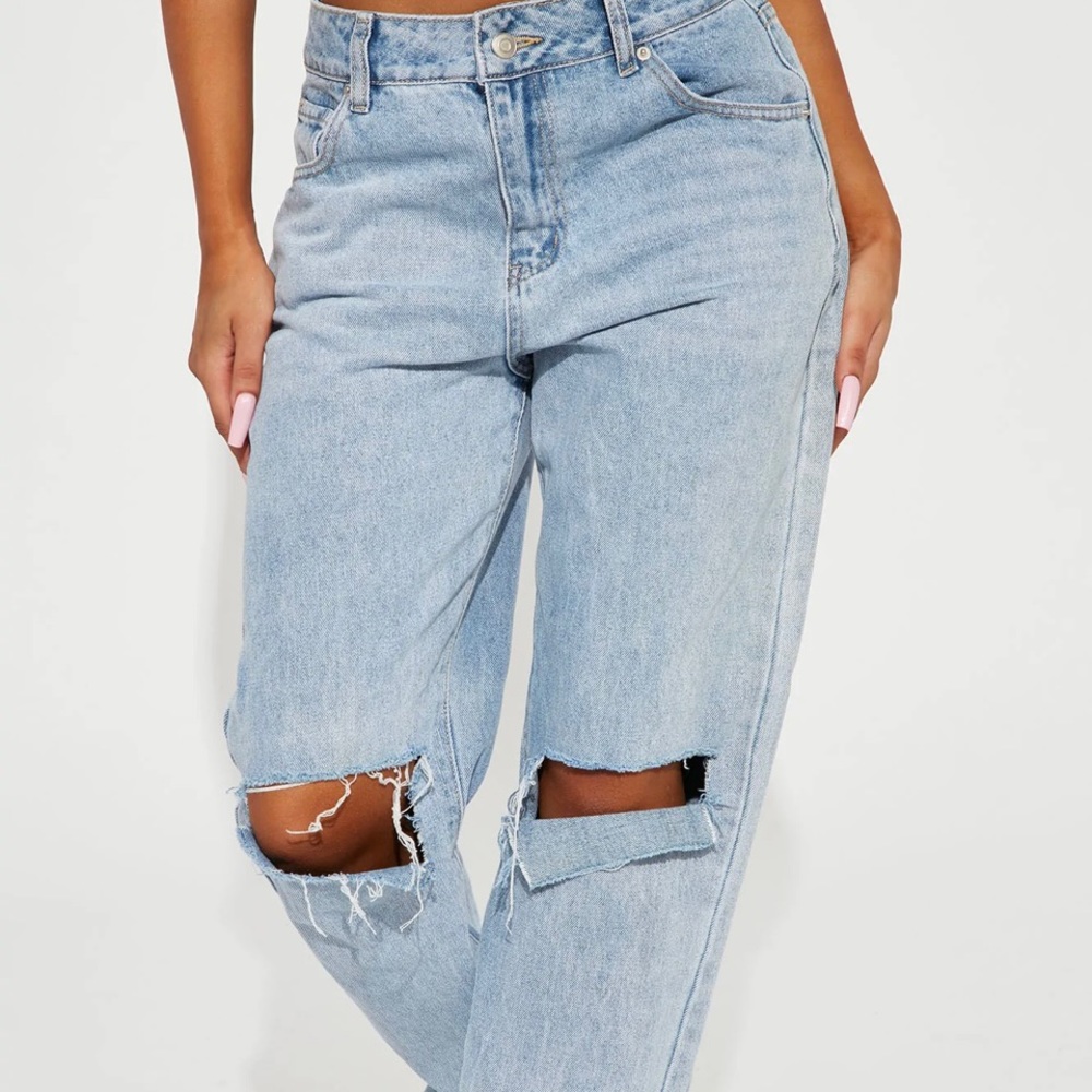 Fashion Nova Slouch Fit Light Blue Wash Jeans